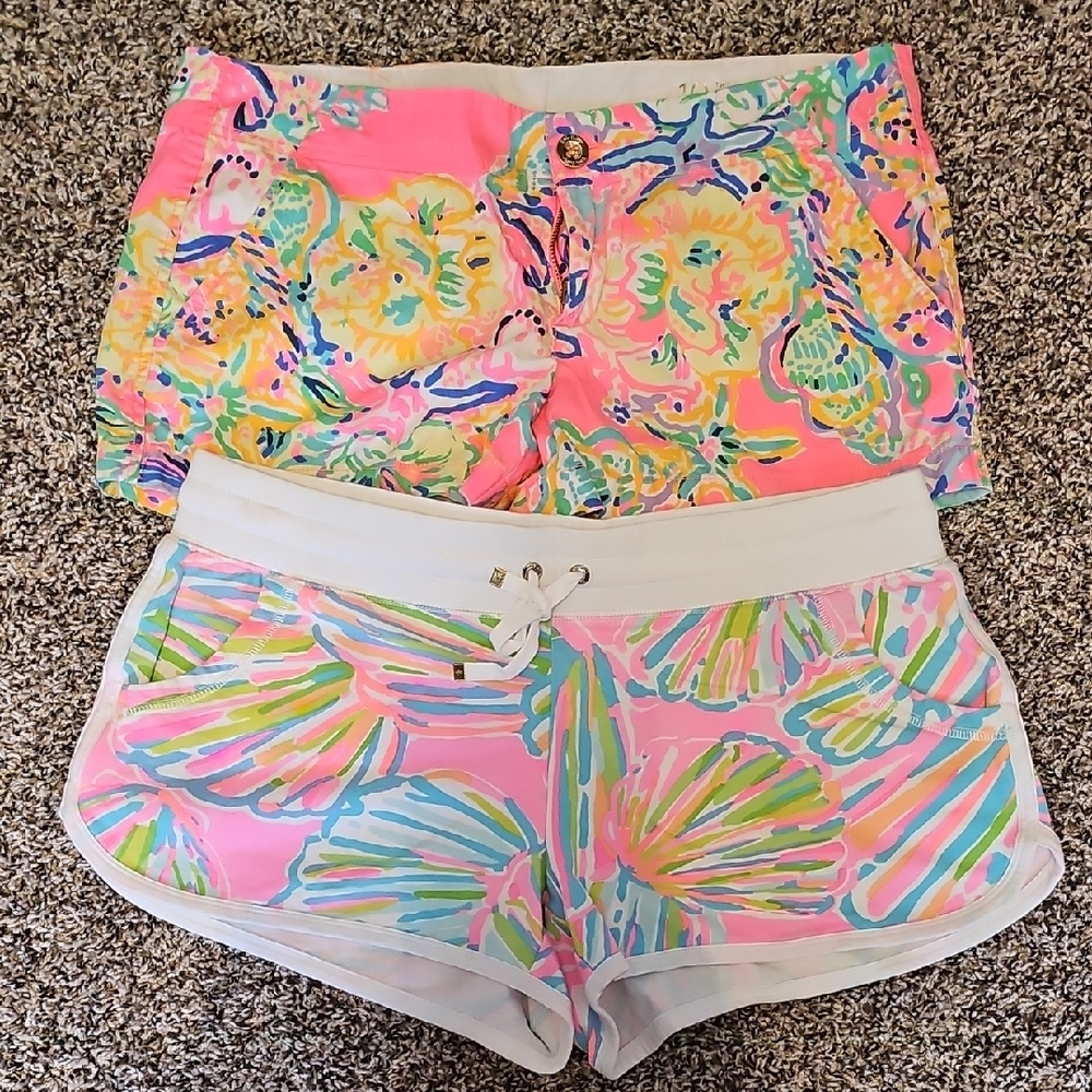 Lot Of 2 Lilly Pulitzer Women's Pink Floral Shorts